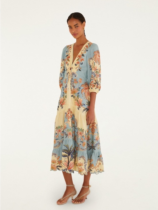 NWT Farm Rio Butter Yellow Boho Beauty Maxi Dress S NWT - Picture 5 of 13